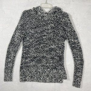Hollister Sweater Womens‎ Small Boucle Knit Hooded Pullover Black White Hi low